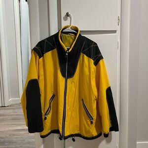 East West MENS Size M Yellow & Black Windbreaker Jacket Vintage 100% Nylon